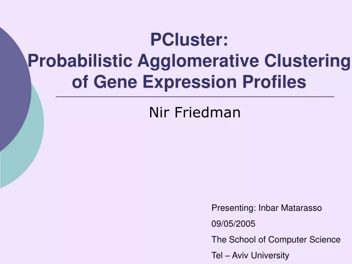 pcluster probabilistic agglomerative clustering of gene expression profiles