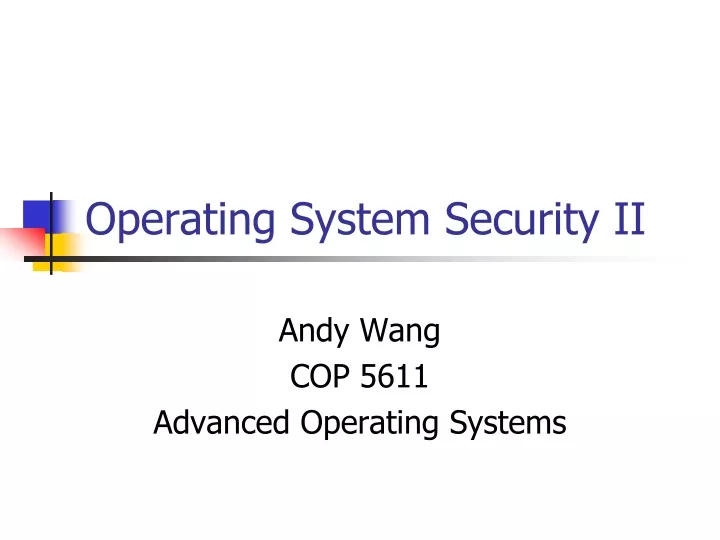 operating system security ii