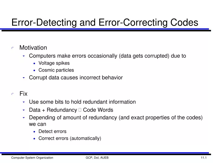 error detecting and error correcting codes