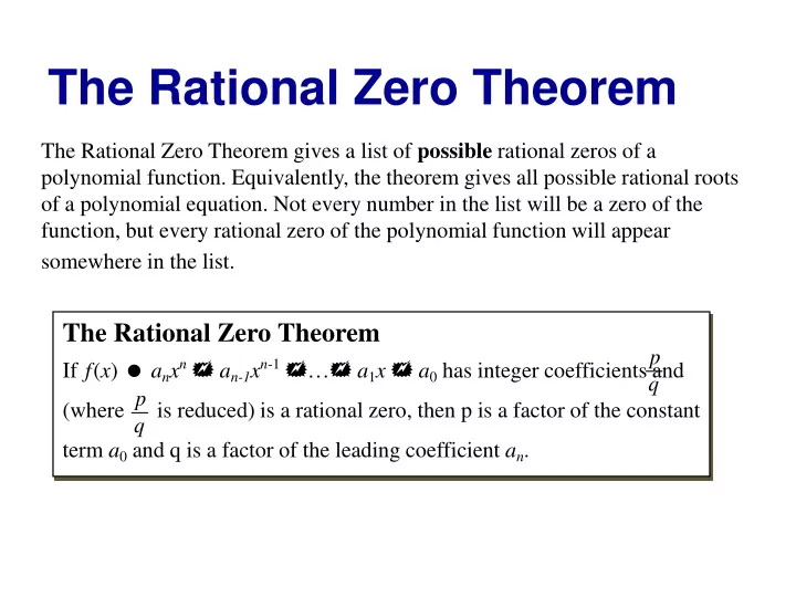 the rational zero theorem
