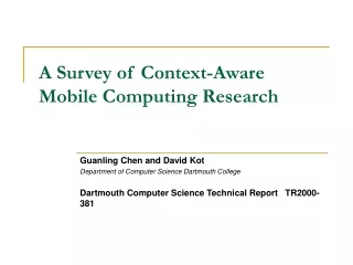 A Survey of Context-Aware Mobile Computing Research