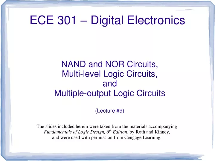 nand and nor circuits multi level logic circuits and multiple output logic circuits lecture 9