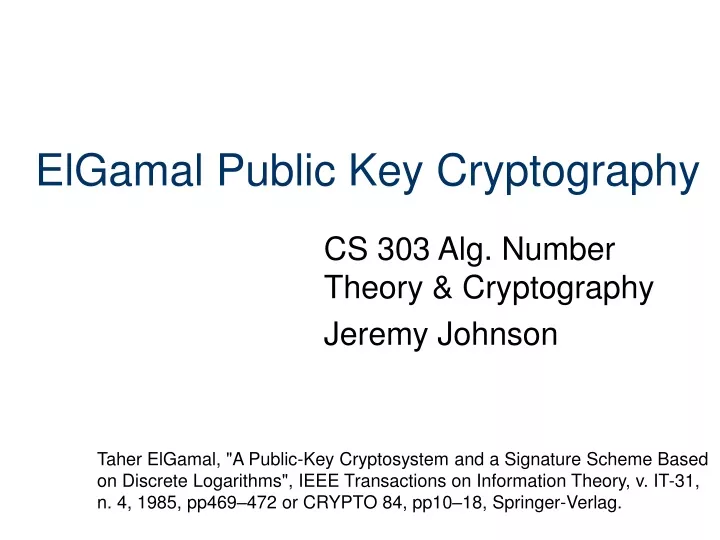 elgamal public key cryptography