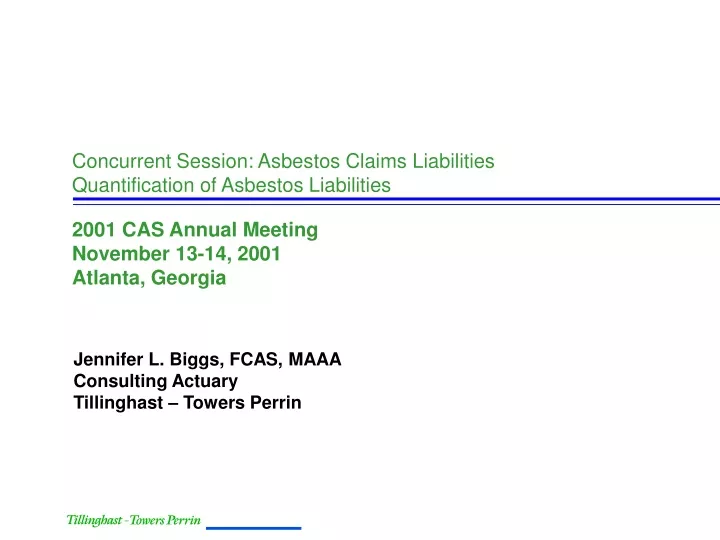 concurrent session asbestos claims liabilities quantification of asbestos liabilities