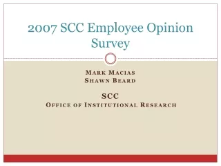 2007 SCC Employee Opinion Survey