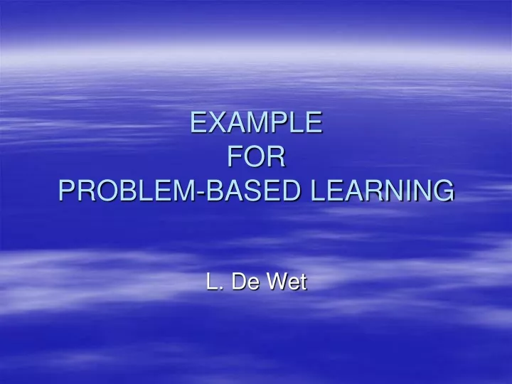example for problem based learning