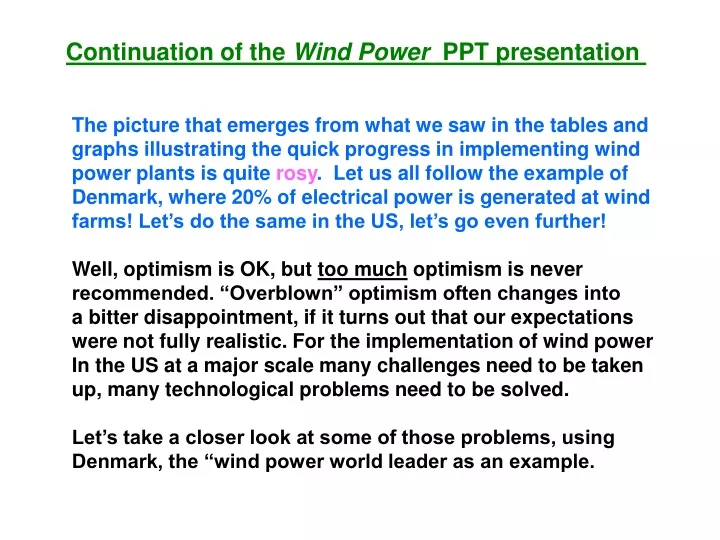 continuation of the wind power ppt presentation