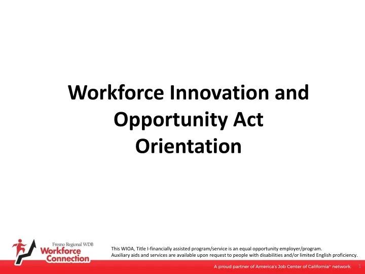 workforce innovation and opportunity act orientation