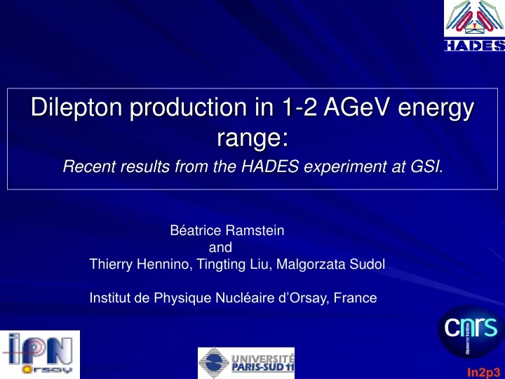 dilepton production in 1 2 agev energy range recent results from the hades experiment at gsi