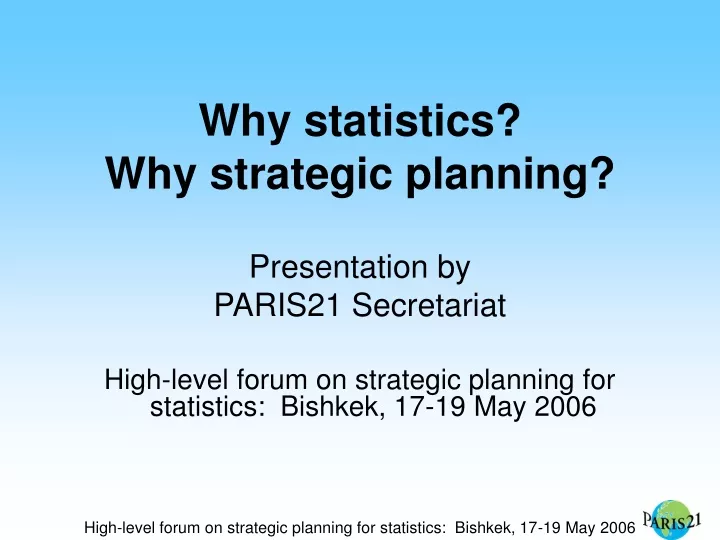 why statistics why strategic planning