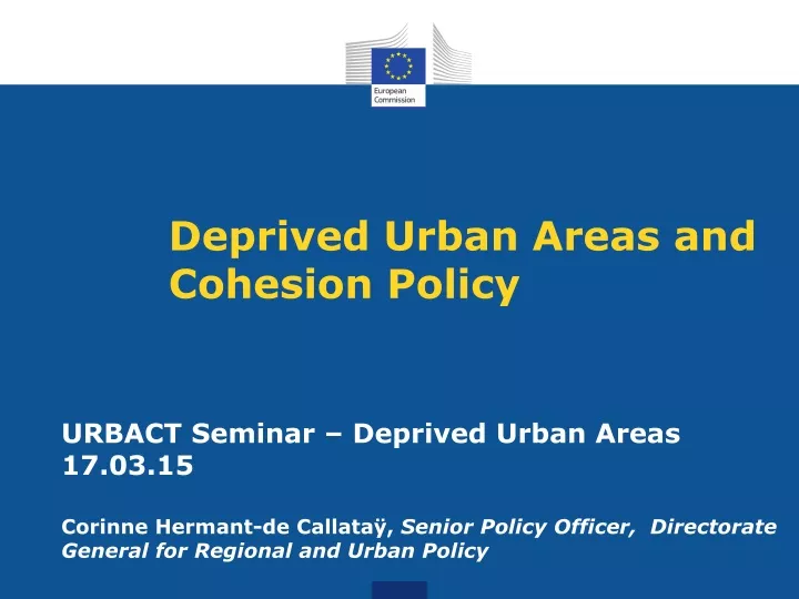 deprived urban areas and cohesion policy