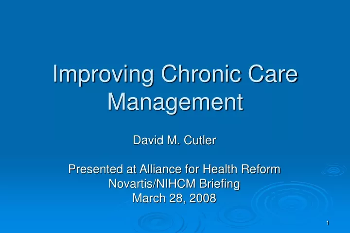 improving chronic care management