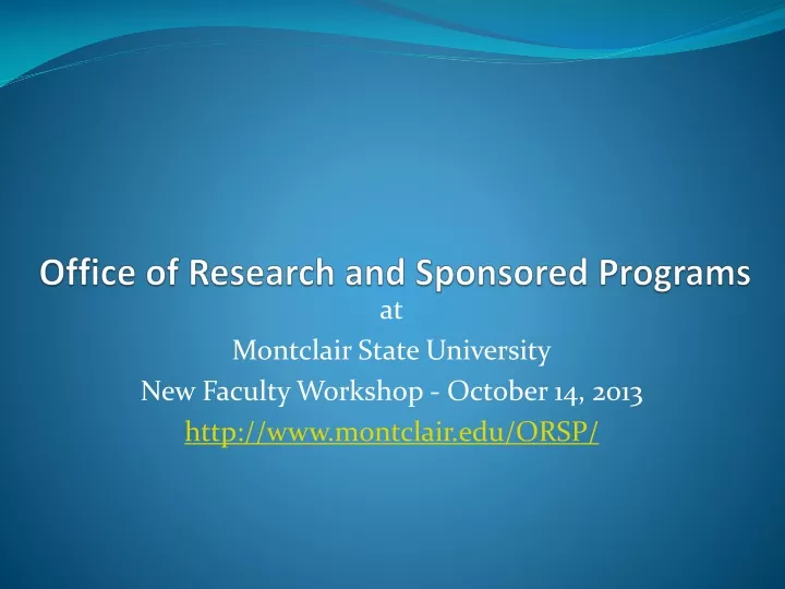 office of research and sponsored programs