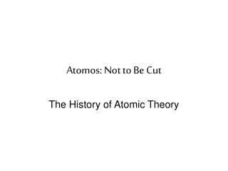 Atomos: Not to Be Cut