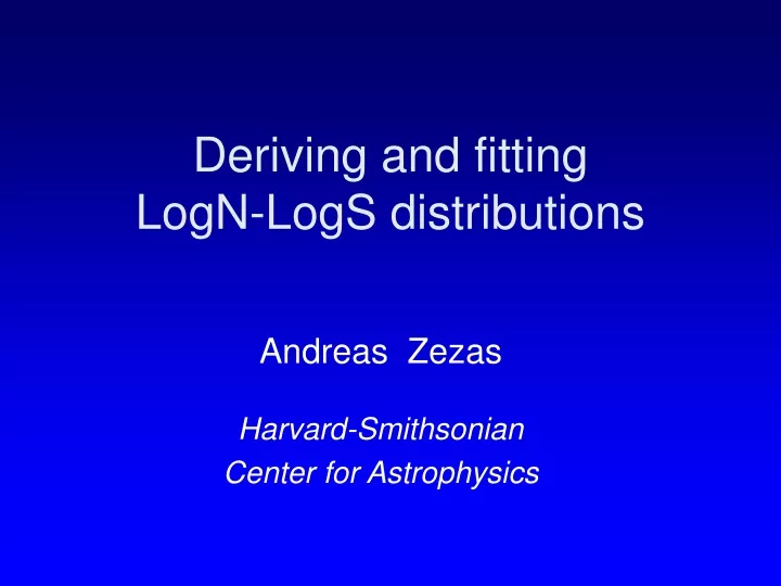 deriving and fitting logn logs distributions