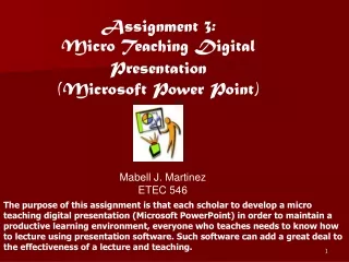 Assignment 3: Micro Teaching Digital Presentation (Microsoft Power Point)