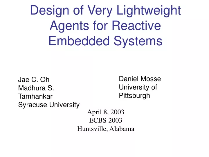 design of very lightweight agents for reactive embedded systems