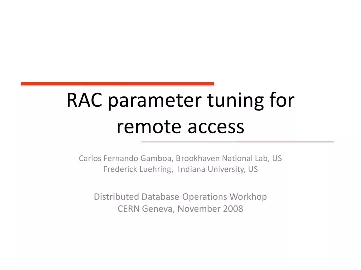 rac parameter tuning for remote access