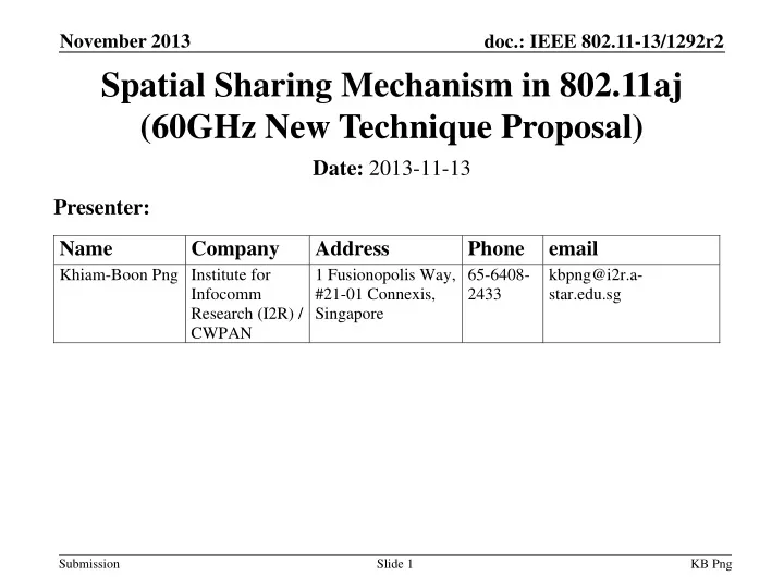 spatial sharing mechanism in 802 11aj 60ghz