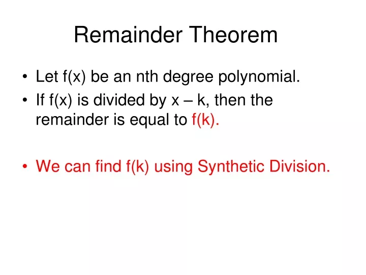 remainder theorem