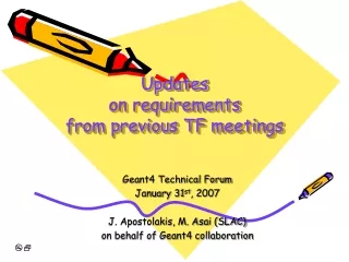 Updates on requirements  from previous TF meetings