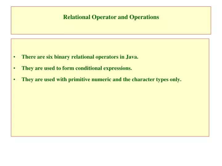 relational operator and operations