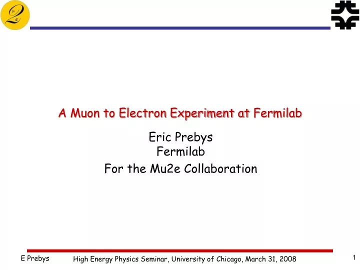 a muon to electron experiment at fermilab