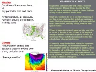 Weather  Condition of the atmosphere at  any particular time and place