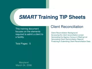 SMART  Training TIP Sheets
