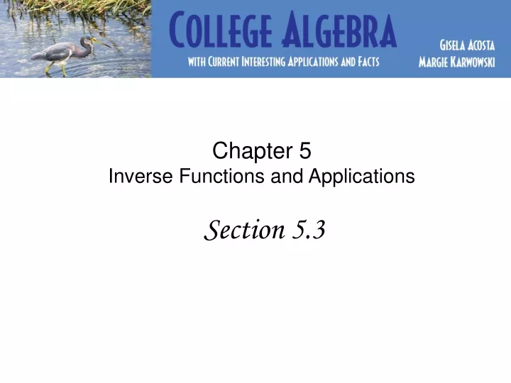 chapter 5 inverse functions and applications section 5 3
