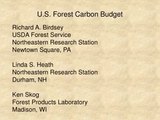 U.S. Forest Carbon Budget