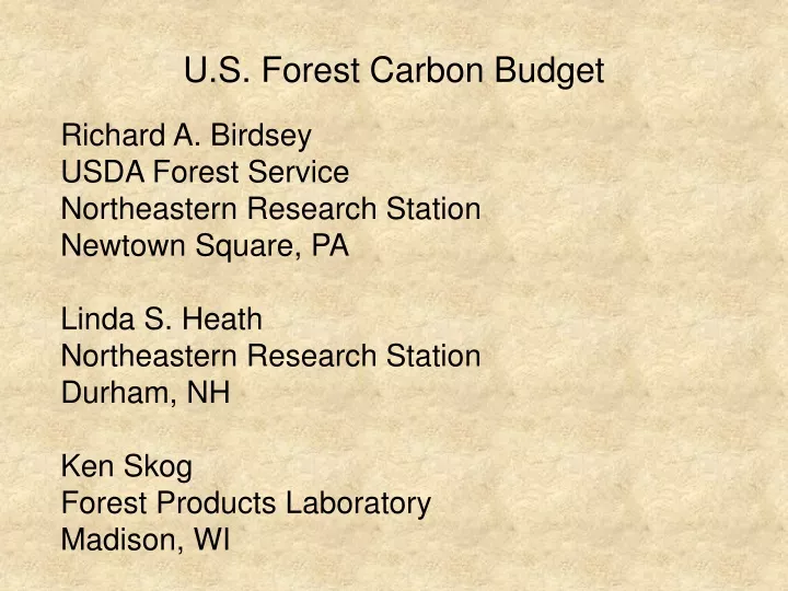 u s forest carbon budget