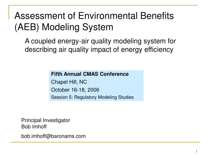 assessment of environmental benefits aeb modeling