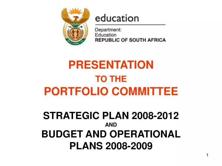 presentation to the portfolio committee strategic