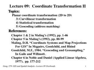 Planar coordinate transformation (2D to 2D)      3) Curvilinear transformation