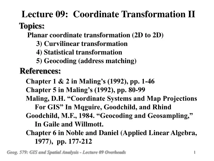 lecture 09 coordinate transformation ii