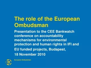 The role of the European Ombudsman