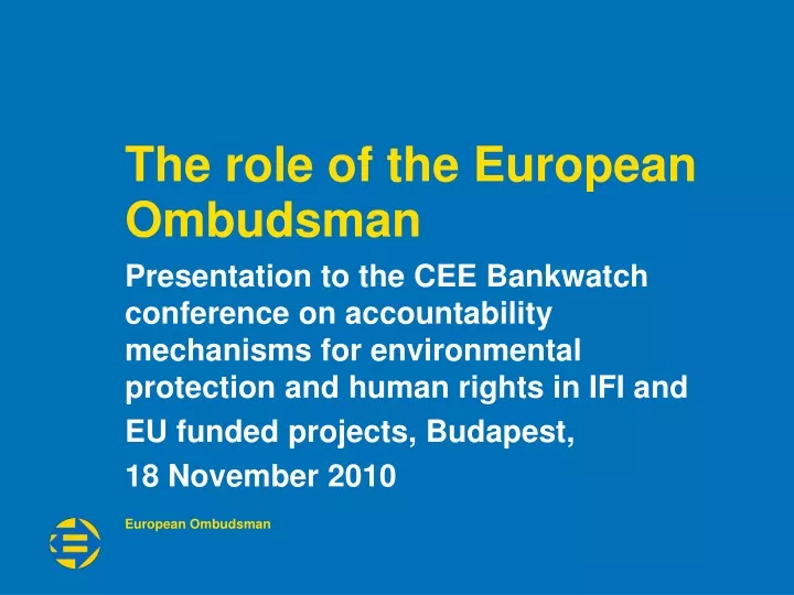 the role of the european ombudsman