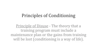 Principles of Conditioning