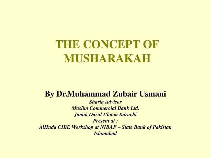 the concept of musharakah