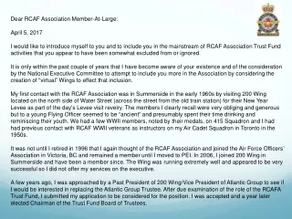 Dear RCAF Association Member-At-Large: April 5, 2017
