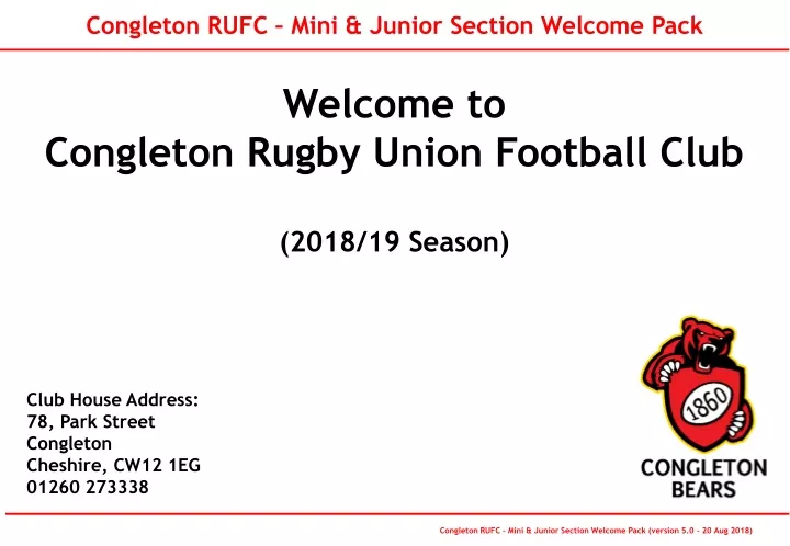 congleton rufc mini junior section welcome pack