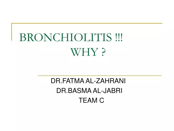 bronchiolitis why
