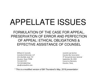 APPELLATE ISSUES