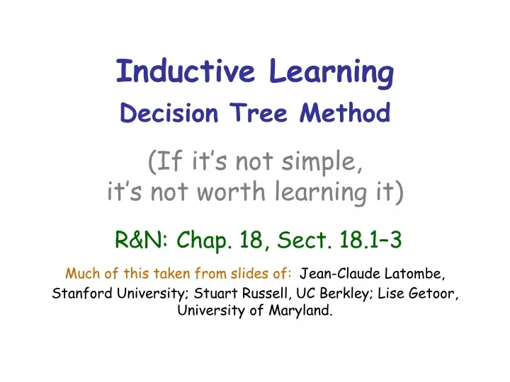 inductive learning decision tree method