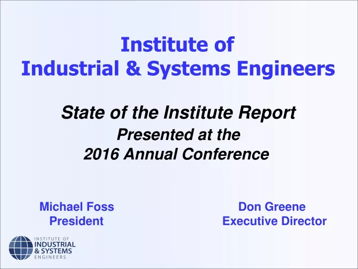 institute of industrial systems engineers state