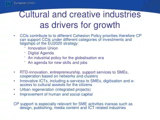 Cultural and creative industries as drivers for growth
