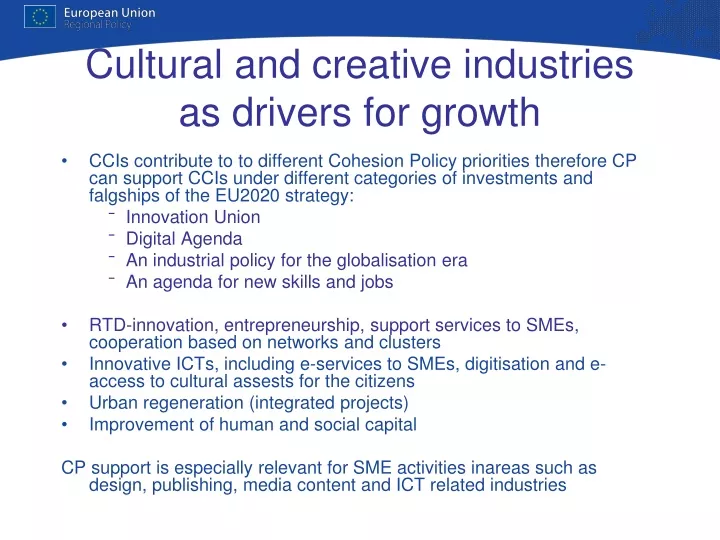 cultural and creative industries as drivers for growth