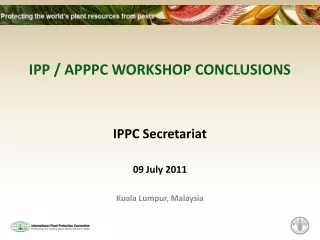 IPP / APPPC WORKSHOP CONCLUSIONS