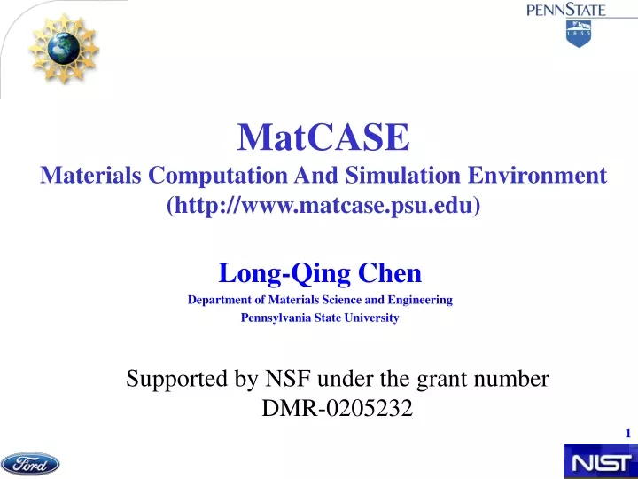 matcase materials computation and simulation environment http www matcase psu edu